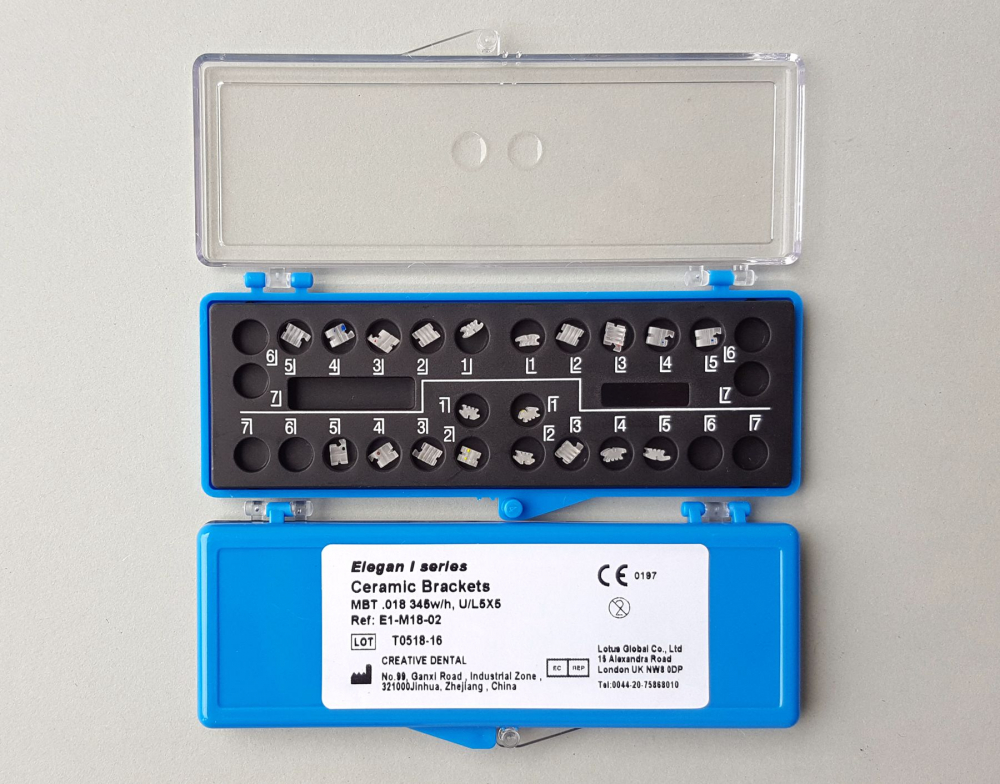 Dental keramik Brackets,5-Nut-Basis mit Haken 345,ROTH/MBT 018/022,CE/FDA