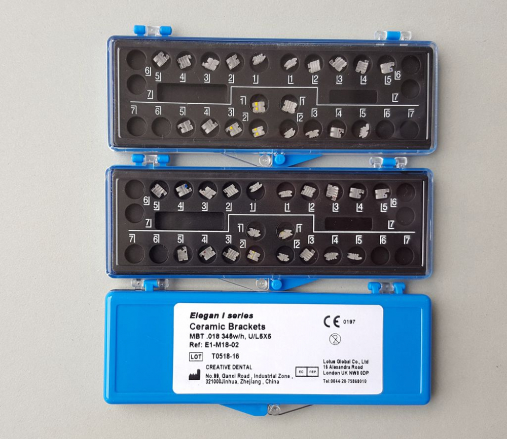 Dental keramik Brackets,5-Nut-Basis mit Haken 345,ROTH/MBT 018/022,CE/FDA
