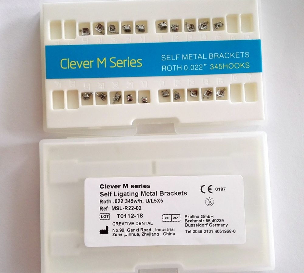 Dental Metall Selbstligierende/self-ligating Brackets,U/L 5-5,hooks 345,CE/FDA