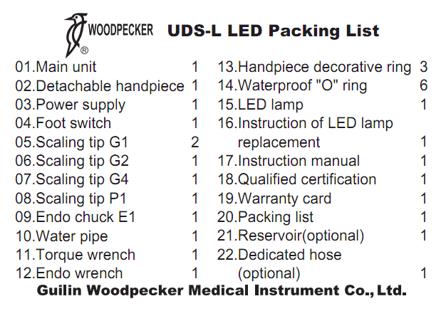 UDS-L LED woodpecker Ultraschall-Scaler mit Licht und Auto-Wasserversorgungssystem,CE/FDA