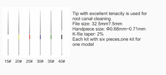 6stk Woodpecker Niti U Feilen, endodontic files, 15#/ 20#/ 25#/ 30#/ 35#/ 40#/ 15-40#, fit EMS/DTE scaler-CE/FDA