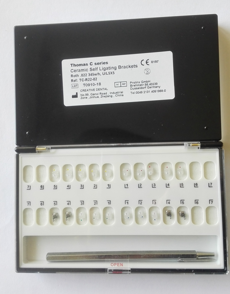 Dental Keramik passiver Selbst Brackets, U/L 5x5, Hooks 345,CE/FDA