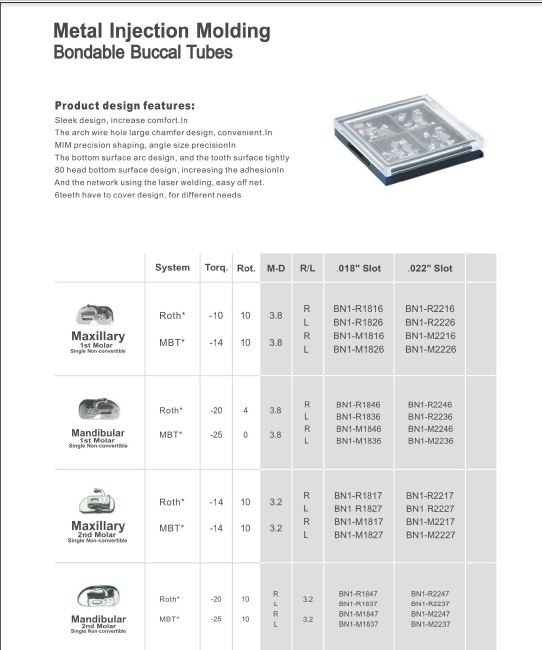 40st Dental molar Bondable Single Tubes,nun-convertible,nicht konvertierbar,ROTH022 2nd,CE/FDA