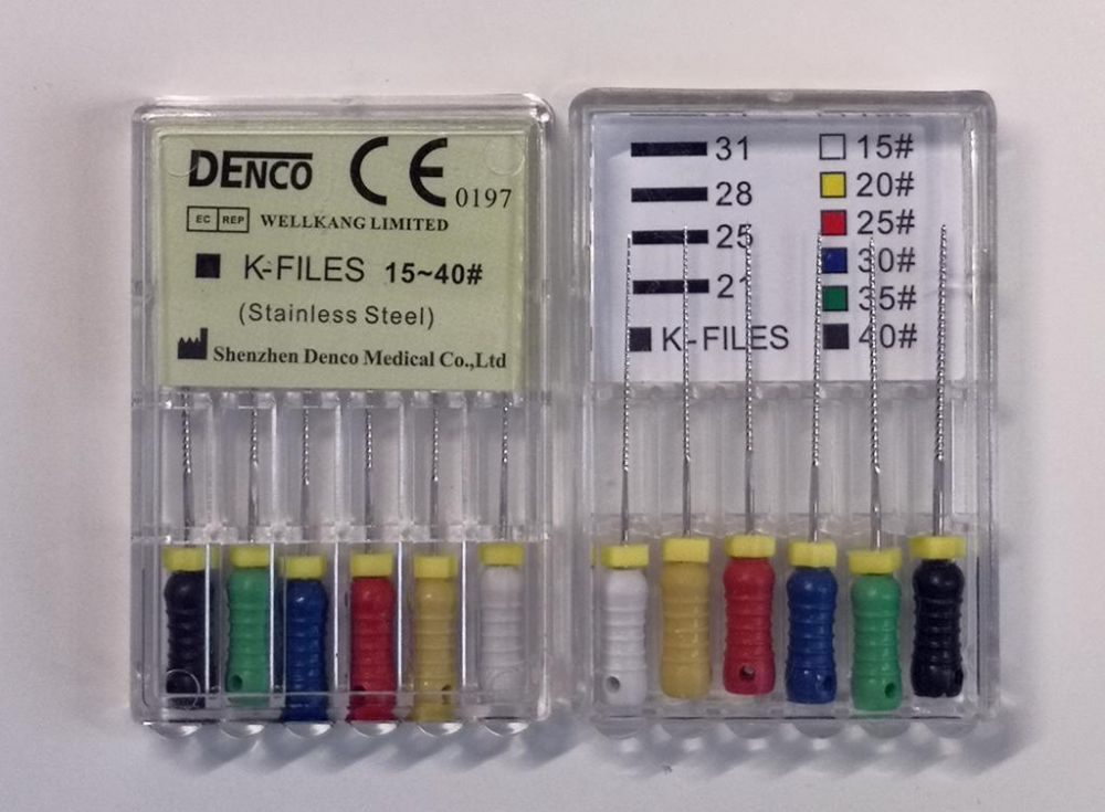 rostfreier Stahl K Feilen, L=25mm, wählenbar Größe , 6#-40#,Wurzelkanal 2pack , CE