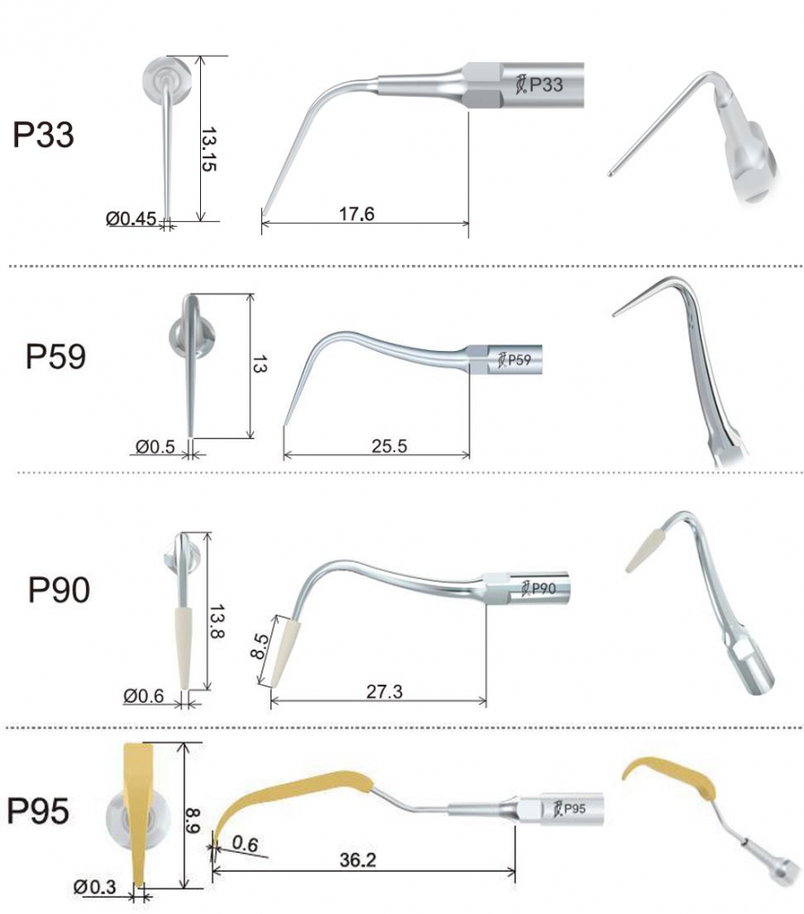 1stk WOODPECKER ZEG Spitze P1,P2L,P2R, P3,P3L,P3R,P3D,P4,Parodontologie Tip*EMS kompatibel CE/TÜV/FDA