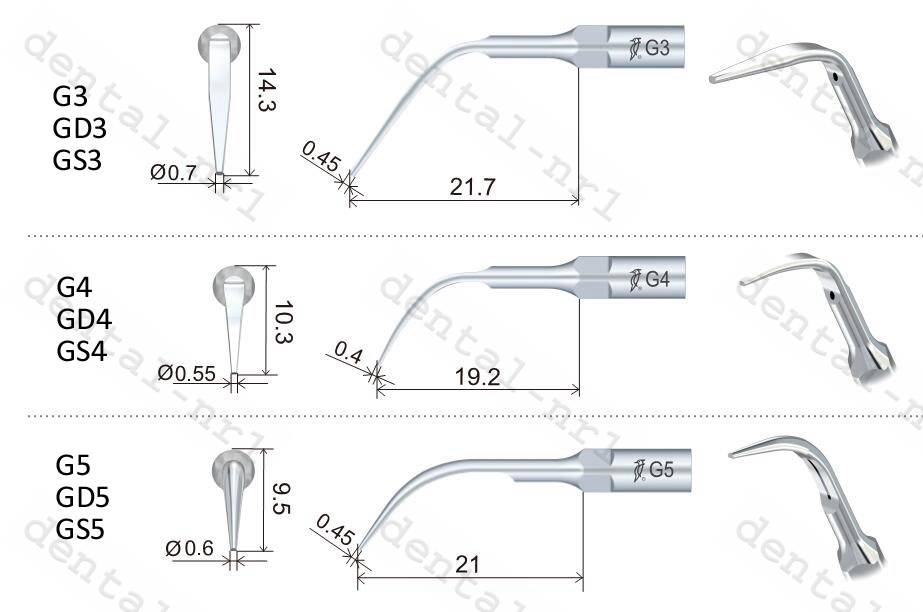 5Stk Spitze Tip G1/G2/ G3/G4/ G5/G6 /G7/G8/ G9, supragingival scaling, *EMS woodpecker kompatibel, CE/FDA