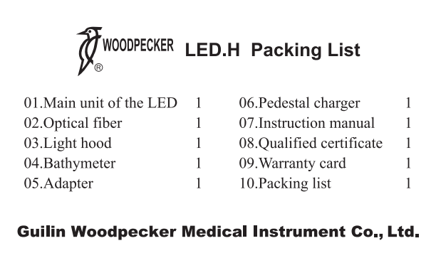 Woodpecker Polymerisationslampe LED H, Standardversion, 1.000 - 1.200 mw/cm²,CE/FDA