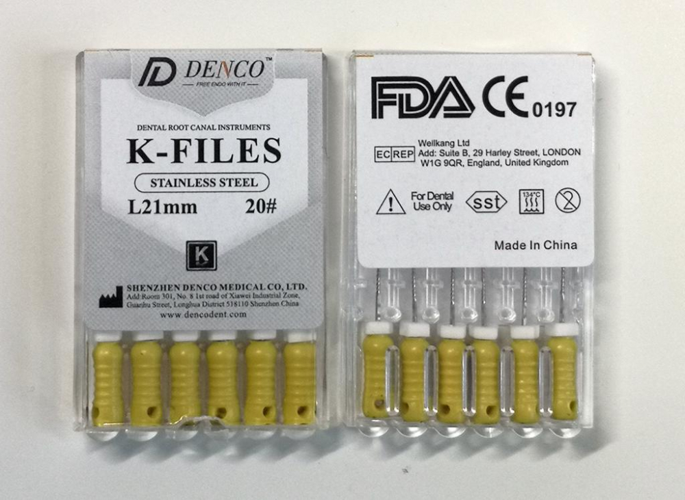 rostfreier Stahl K Feilen, L=21mm, wählenbar Größe , 6#-40#,Wurzelkanal 2pack , CE