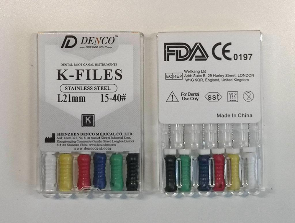 rostfreier Stahl K Feilen, L=21mm, wählenbar Größe , 6#-40#,Wurzelkanal 2pack , CE