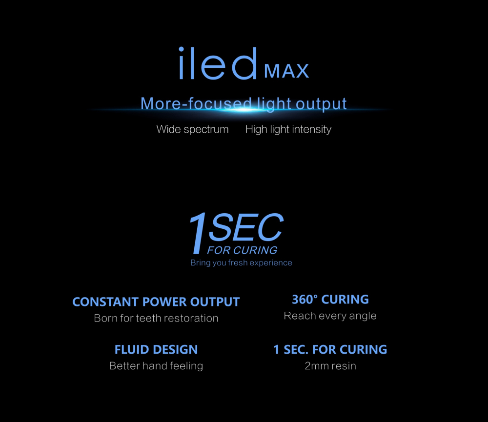 (Aktion!)woodpecker iLED MAX, Fokussiertere Lichtleistung!Wide spectrum+high light intensity 2500mw/cm2,1s curing,CE/FDA