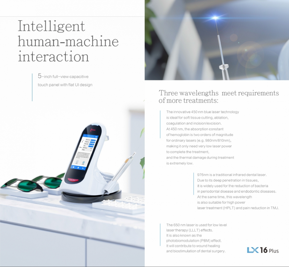 (Sommerangebote)Woodpecker LX16 PLUS, Innovatives blaues Halbleiterlasertherapiegerät mit drei Wellenlängen,CE/FDA